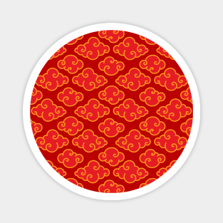 Traditional Oriental Clouds - Chinese and Japanese Clouds Pattern in Red Magnet
